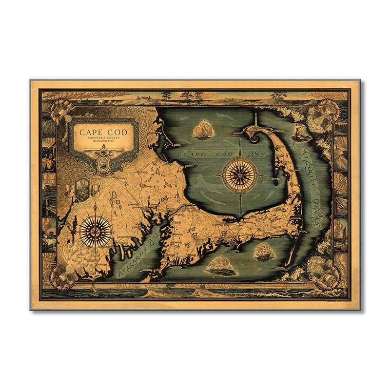 Винтажная карта Карта графства Массачусетс. Barnstable County 1 модуль 30х45 см