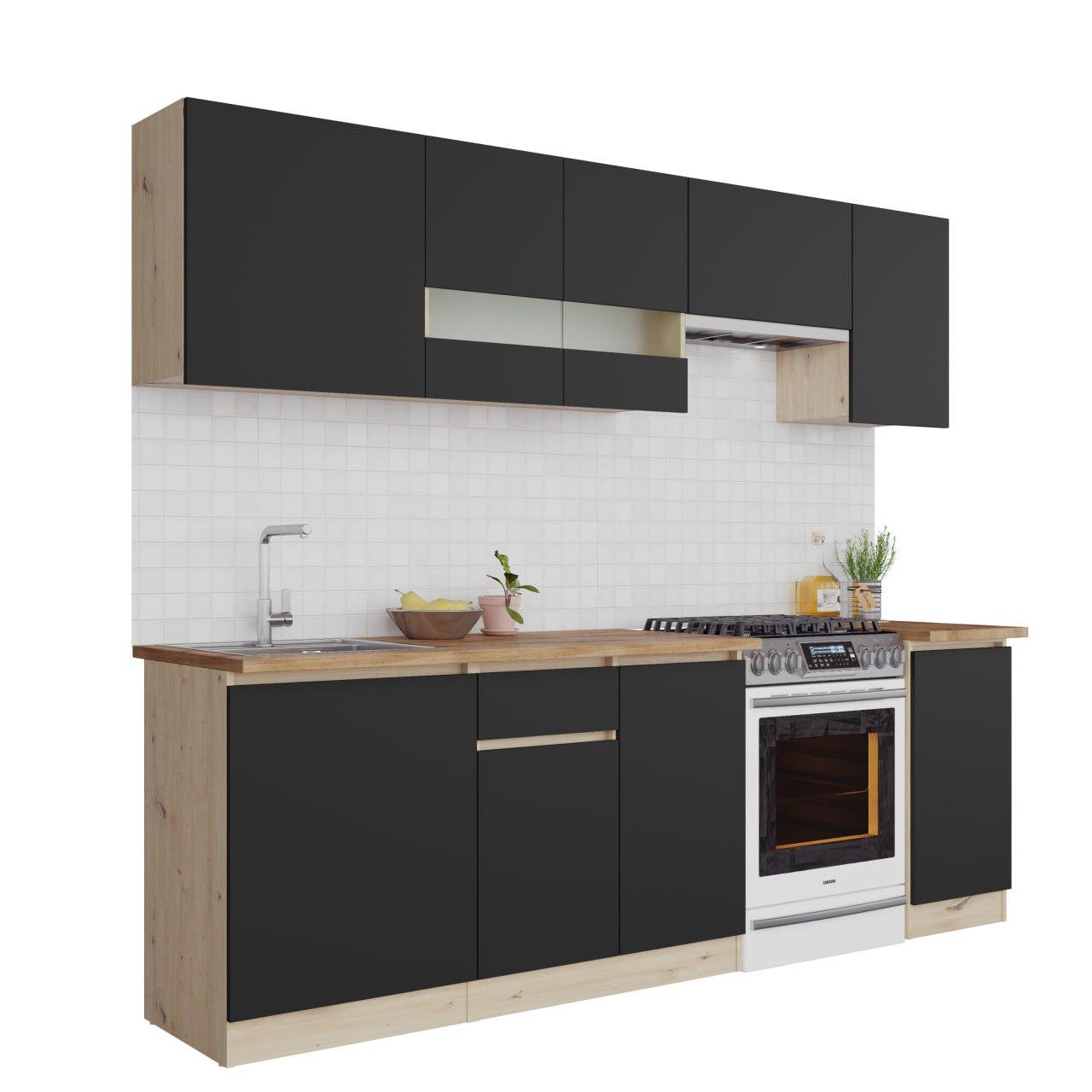 Кухня Win Мебель Калипсо со столешницей 2,4 м Дуб Артизан/Антрацит - фото 2 Кухня Win Мебель Калипсо со столешницей 2,4 м Дуб Артизан/Антрацит - фото 2