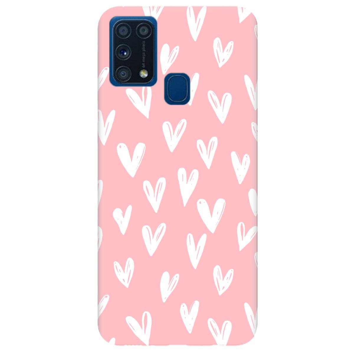 Силиконовый чехол Zorrov для Samsung Galaxy M31 - White hearts (14190070263117929) - фото 1