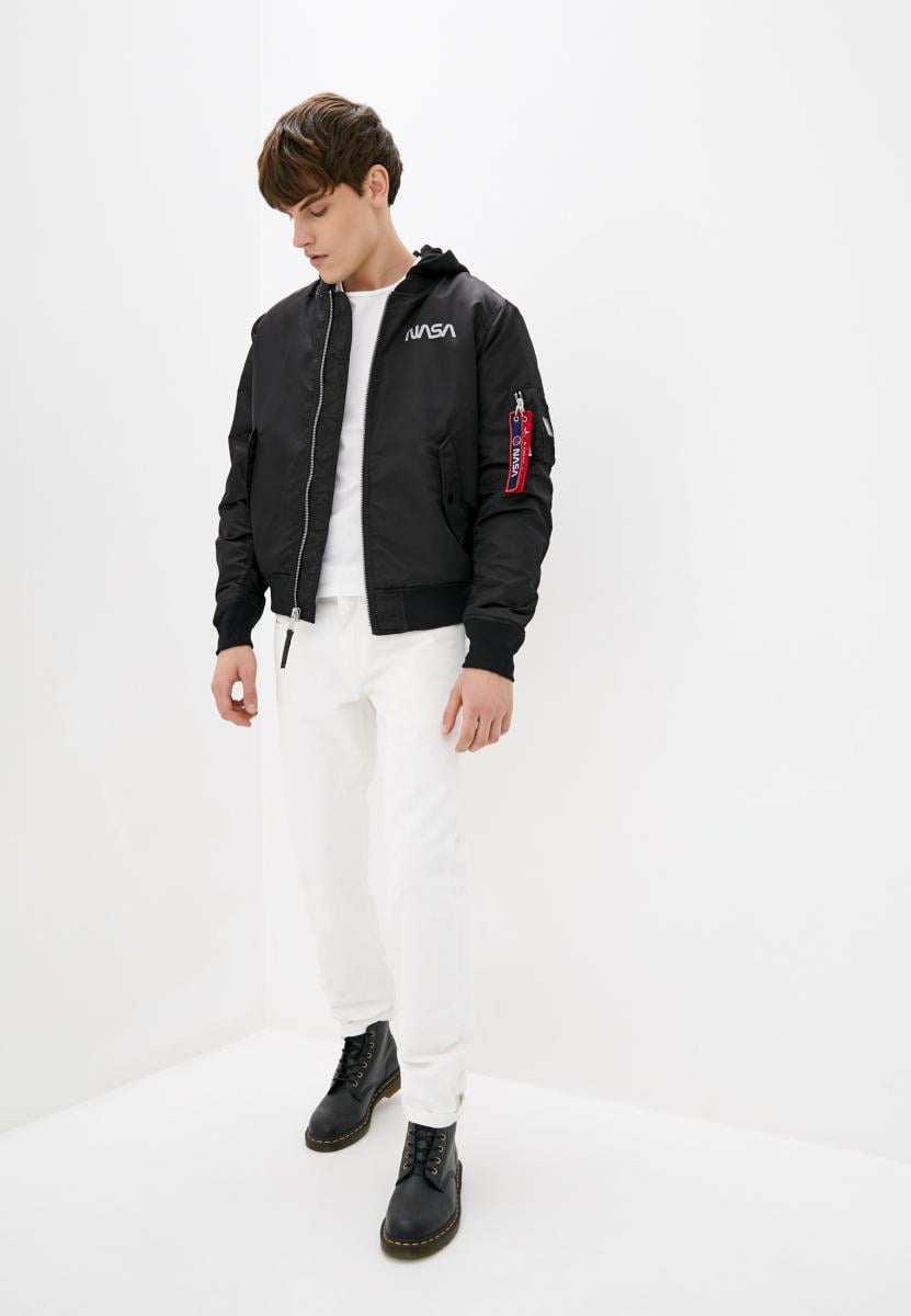 Куртка-бомбер Airboss MA-1 Hooded NASA L Черный (28689) - фото 6