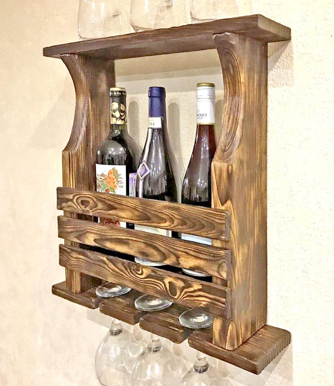 Полка для вина настенная из дерева Тоетоми Трюфель (ПНК-009728)