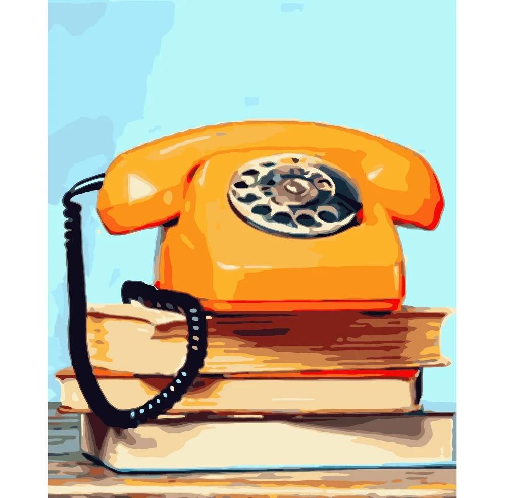 Картина за номерами Strateg Жовтий телефон 40x50 см (VA-3185)