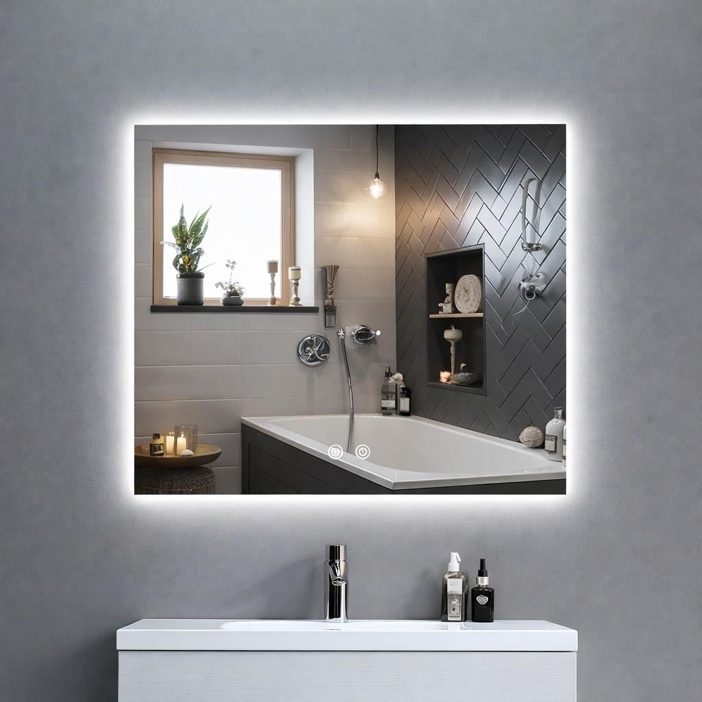 Зеркало Qtap Taurus TA1 LED Touch с подсветкой антизапотеванием диммером регулировкой света и подсветкой стены 1000x800 мм