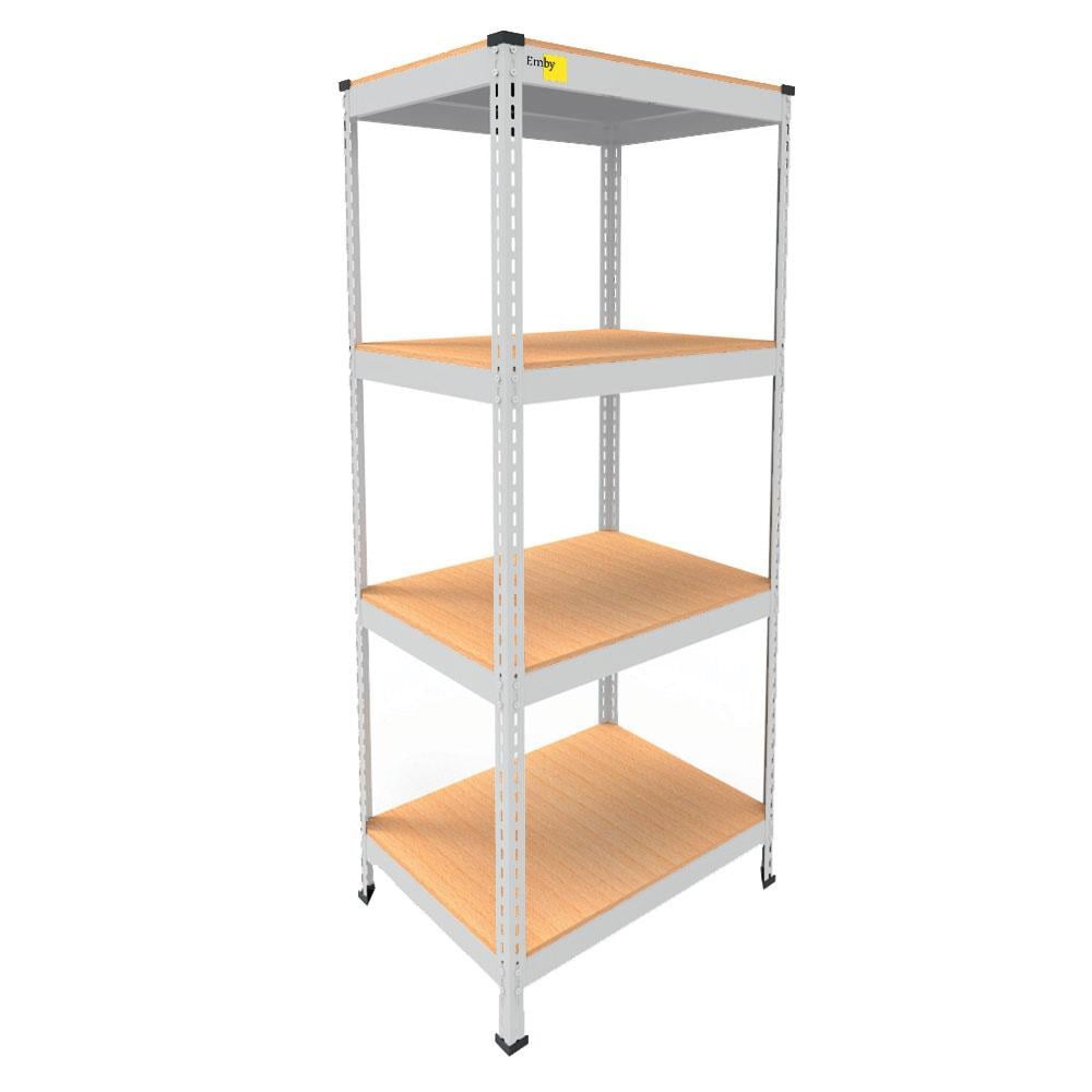 Стеллаж металлический Emby Light Series 4 полки ДСП до 100 кг 1500х900x600 мм Белый (65d33a266fb0382fce23f03d)