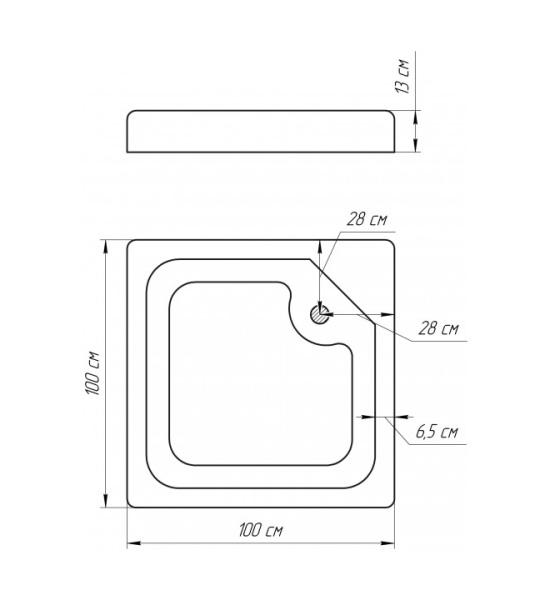 Душовий піддон квадратний Bravo LUBAWA SL 100 100х100х13 см Білий - фото 2