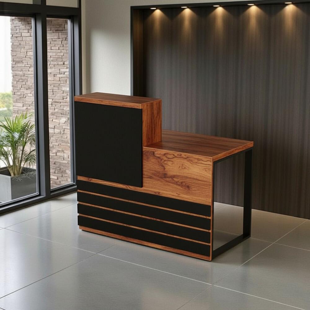 Стійка адміністратора Tobi Sho Ресепшн/5 правостороння для офісу 1600х636х1090 мм Фаєрвуд/Чорний