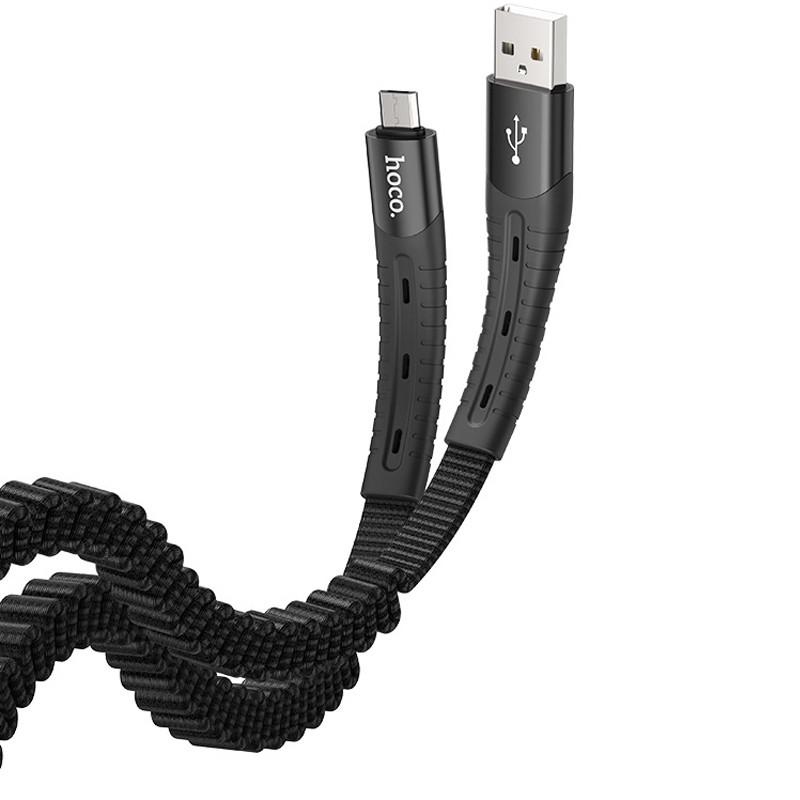 Кабель для заряджання Hoco U78 Cotton Treasure Elastic Type-C USB 1,2 м Чорний - фото 2