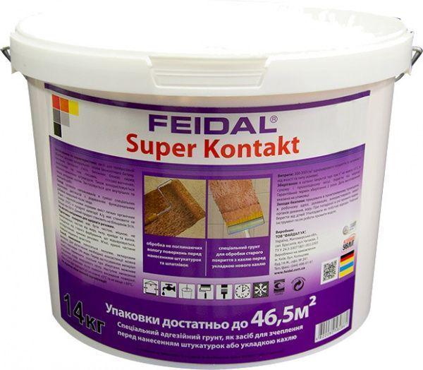 Грунт Feidal Super Kontakt акриловый адгезионный для наружных и внутренних работ база прозрачная 14 л (1816679881)