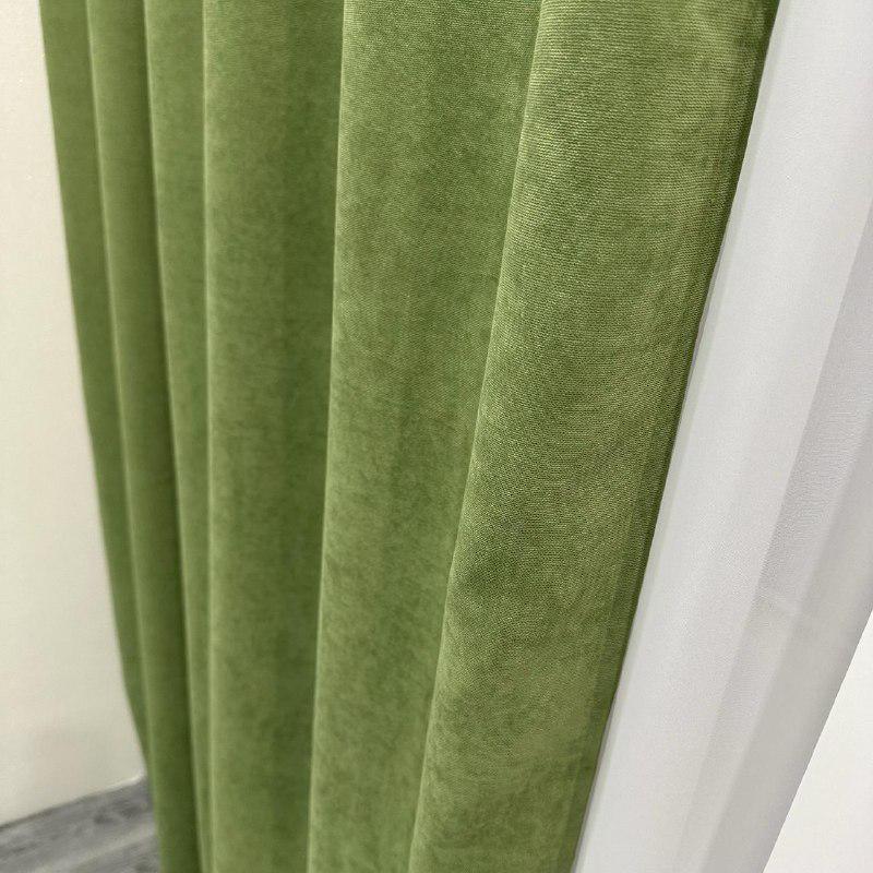 Комплект штор микровелюр 2 шт. 1,5х2,7 м готовые на шторной тесьме 6 см Оливковый (petek-586) - фото 3