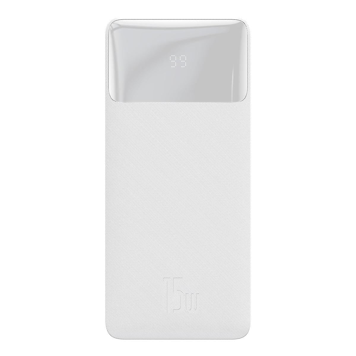 Зовнішній акумулятор Baseus Bipow Digital Display 30000mAh 15W Білий (PPDML-K02)