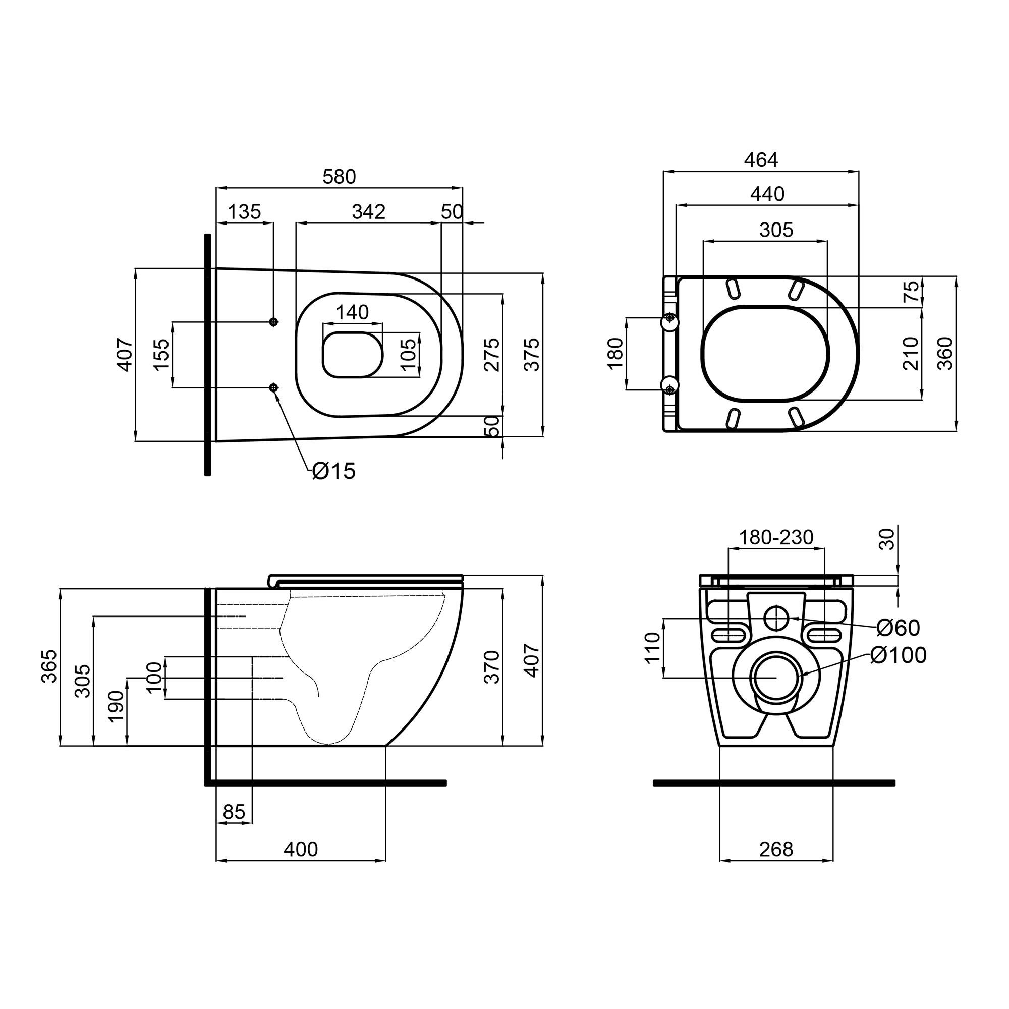 Унитаз подвесной Q-tap Robin QT13332141ERMB безободковый с сиденьем с микролифтом (76053) - фото 2