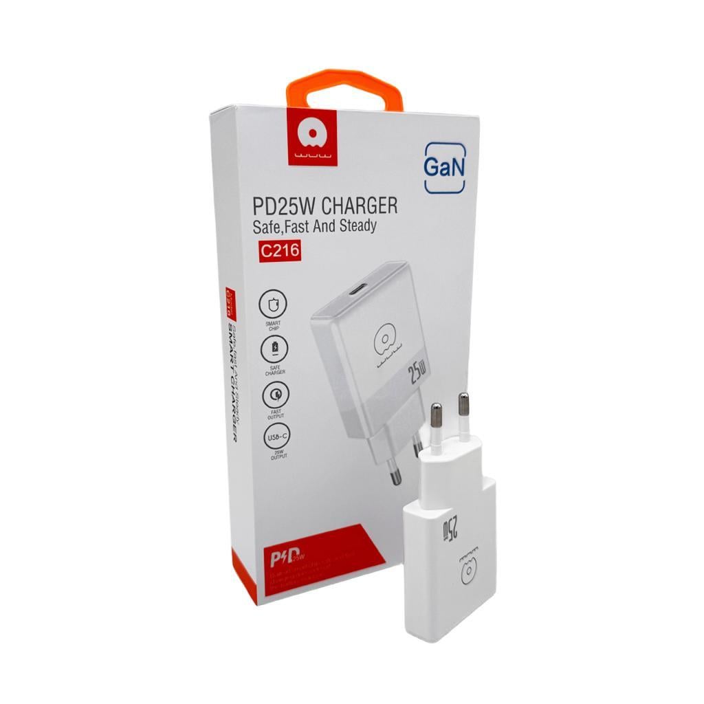 Зарядний пристрій для WUW-C216 25W Gan ChargerUSB C White (C216)