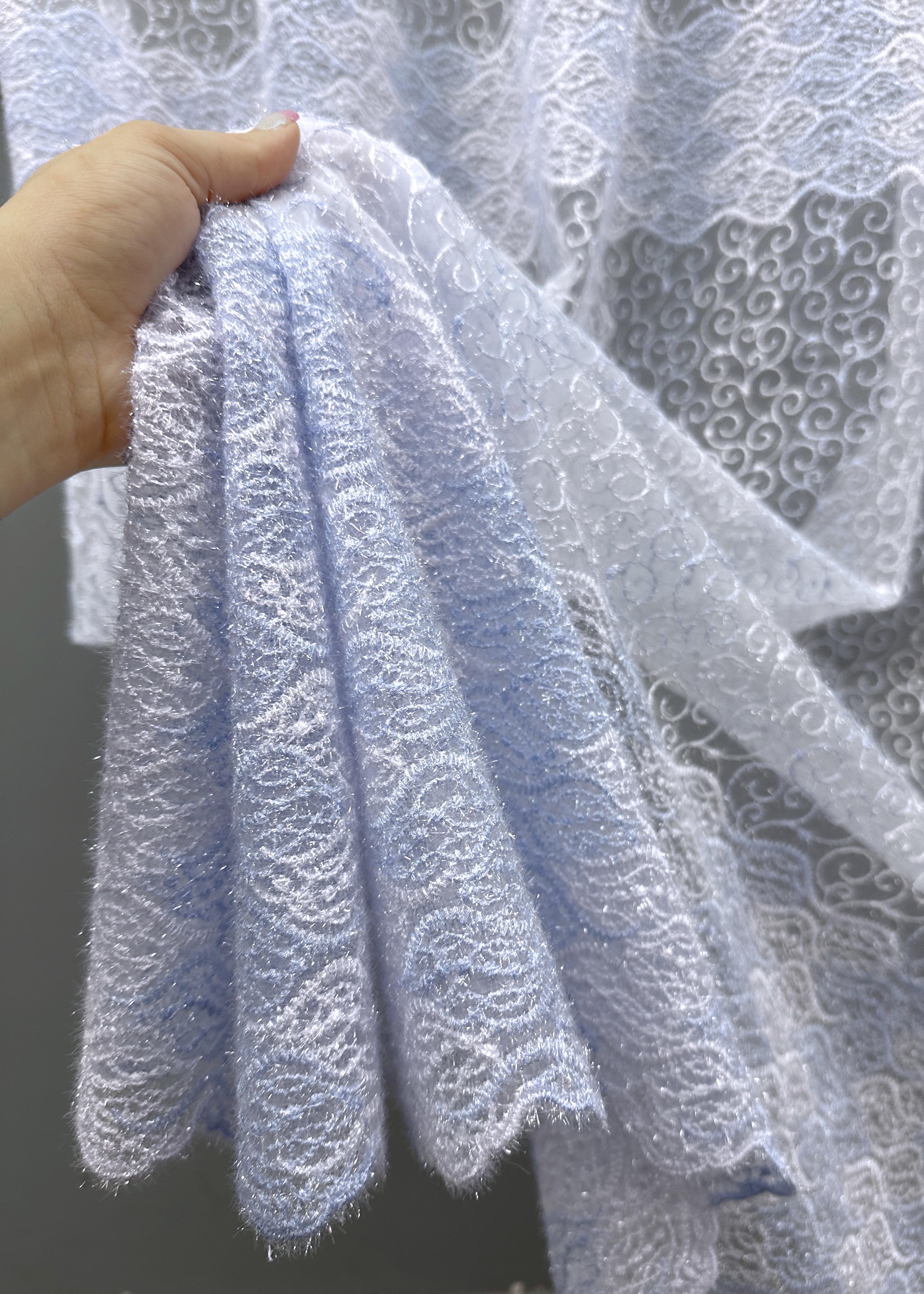 Тюль VR-Textil 1686т Органза з вишивкою та люрексом 300х270 см Блакитний/Білий (42-0725) - фото 5 Тюль VR-Textil 1686т Органза з вишивкою та люрексом 300х270 см Блакитний/Білий (42-0725) - фото 5