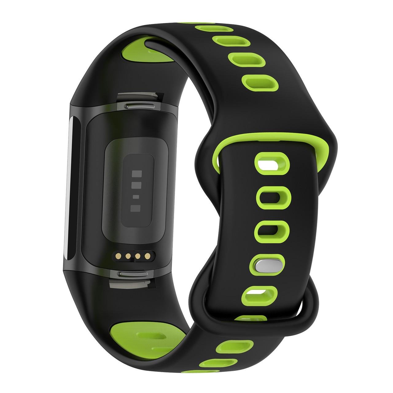 Ремешок силиконовый Primolux Sport для фитнес браслета Fitbit Charge 5 М Black/Lime - фото 4 Ремешок силиконовый Primolux Sport для фитнес браслета Fitbit Charge 5 М Black/Lime - фото 4