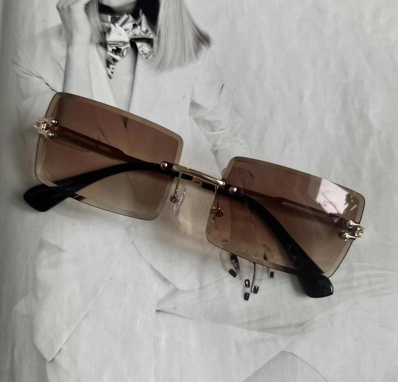 Очки прямоугольные женские безоправные Коричневый (096584)