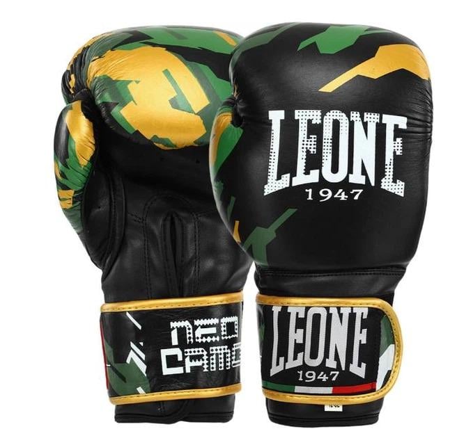 Боксерские перчатки Leone BO-3889 14 унций Зеленый камуфляж