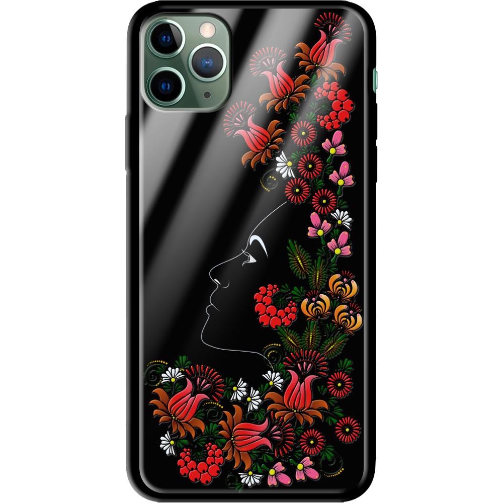 Чехол Boxface iPhone 11 Pro Max 3D Ukrainian Muse Черный силикон со стеклом (38194-bk64-38347)