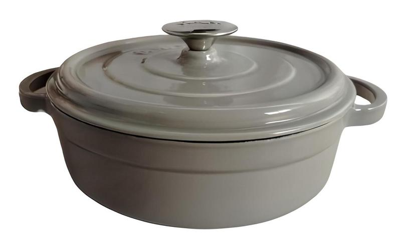 Кастрюля-сотейник OMS чугунный с крышкой для газа и индукции 4 л Серый (3365-4-gray)