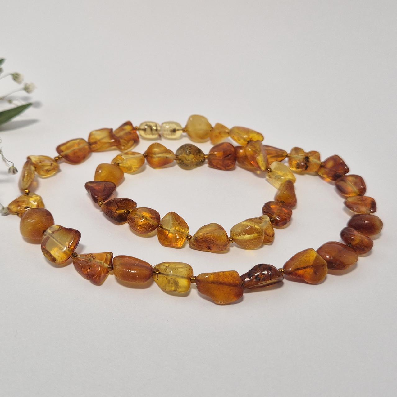 Бусы из натурального Янтаря лечебный необработанный 46 см Медовый (янтарь46/200медс)