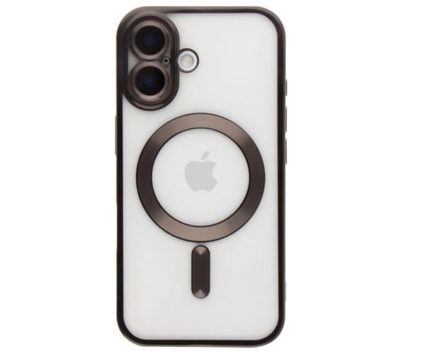Чехол силиконовый Fashion Shining для iPhone 16 с поддержкой беспроводной зарядки Черный