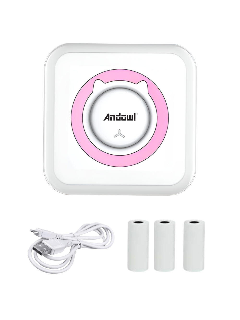 Термопринтер беспроводной Andowl C3X1 mini printer Бело-розовый (68f6aa4b)