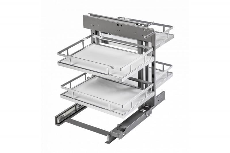 Карго для кухни универсальное GTV CORNER MovixPro с двумя выдвижными корзинами с дотягом 800 мм Хром/Белый (KO-WMC450-01B)