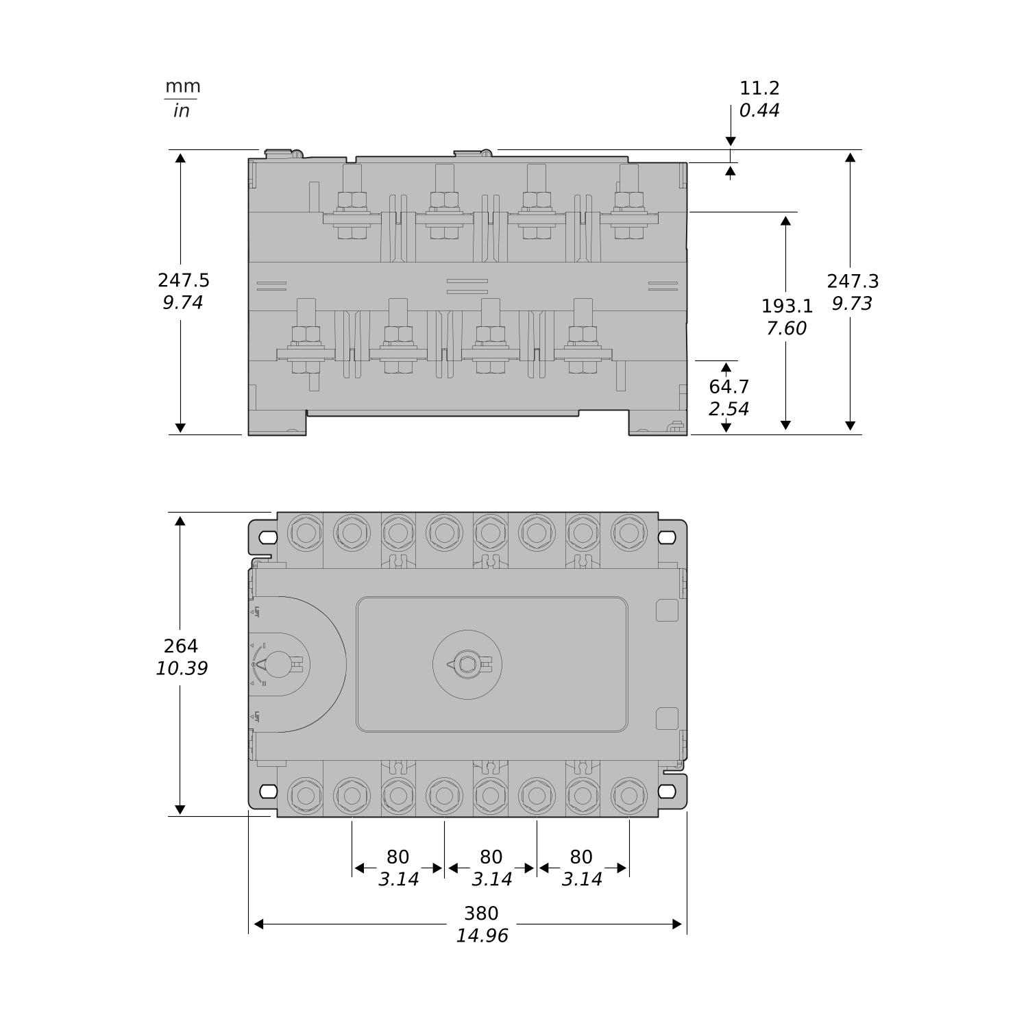 Переключатель нагрузки I-0-II Schneider Electric GoPact MTS1000 4P 1000A 415V выносная ручка (GM1AD4N10H4BEE) - фото 2