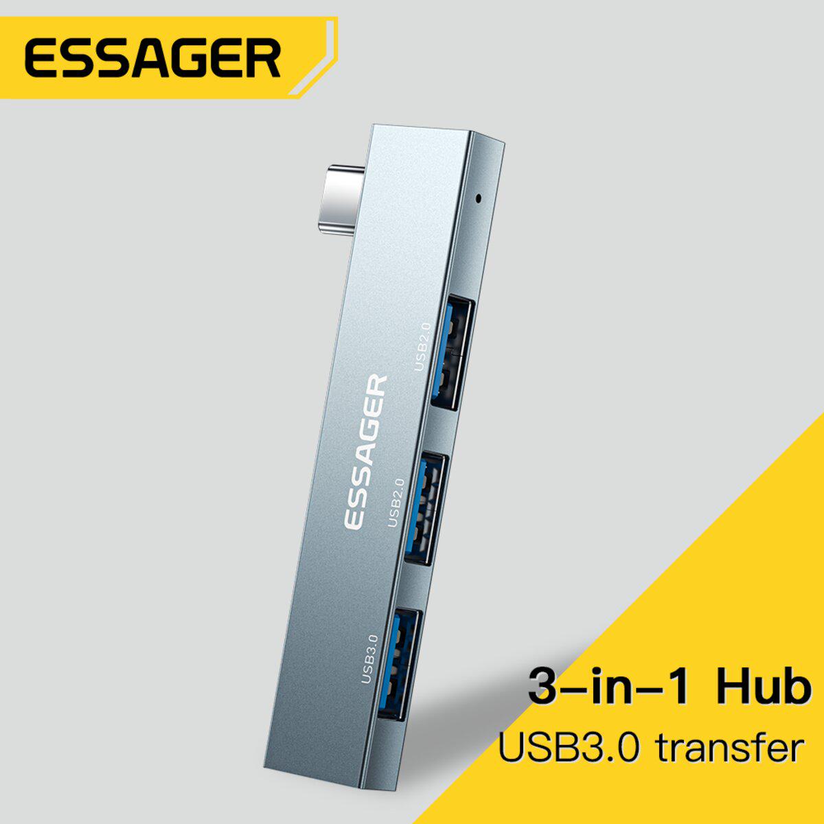 USB-хаб Essager Fengyang Grey (EHBC03-FY0G-P) - фото 2