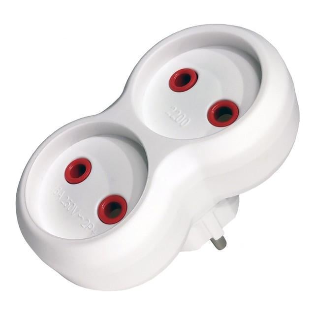 Мережевий перехідник подвійний Neomax NX1013 без заземлення Білий (27848971)