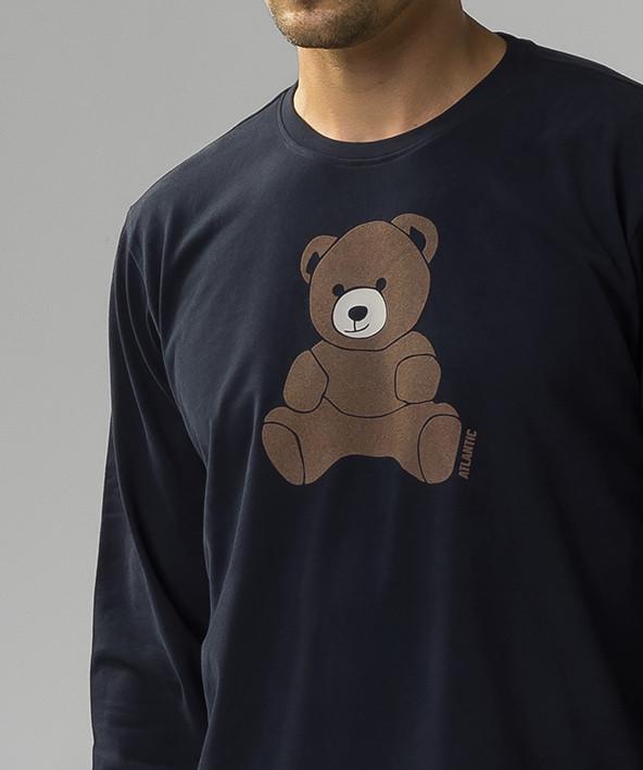 Пижама мужская Atlantic NMP-377 кофта/штаны в клетку хлопковая M Синий/Зеленый (2786960818) - фото 3