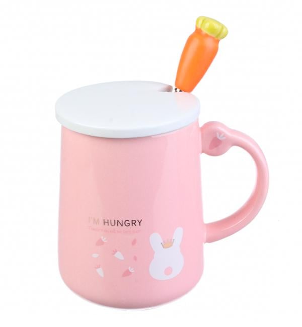 Чашка керамическая "Carrot" с ложечкой и крышечкой 320 мл (514073)