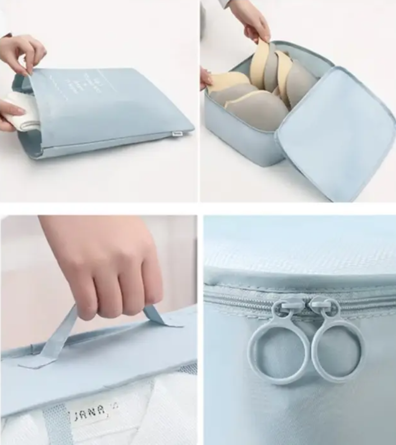 Набір дорожніх органайзерів 8в1 з нейлону для валізи та ручної поклажі Бежевий (КДО-40-26) - фото 5 Набір дорожніх органайзерів 8в1 з нейлону для валізи та ручної поклажі Бежевий (КДО-40-26) - фото 5