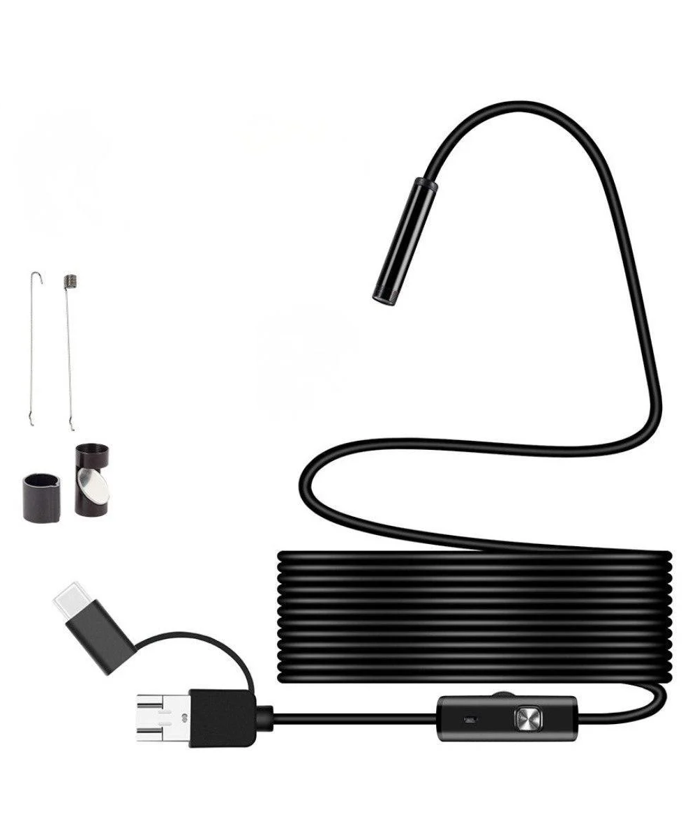 Эндоскоп автомобильный Bodasan USB/Type-C 2 м с подсветкой LED 3 насадки (Y102)