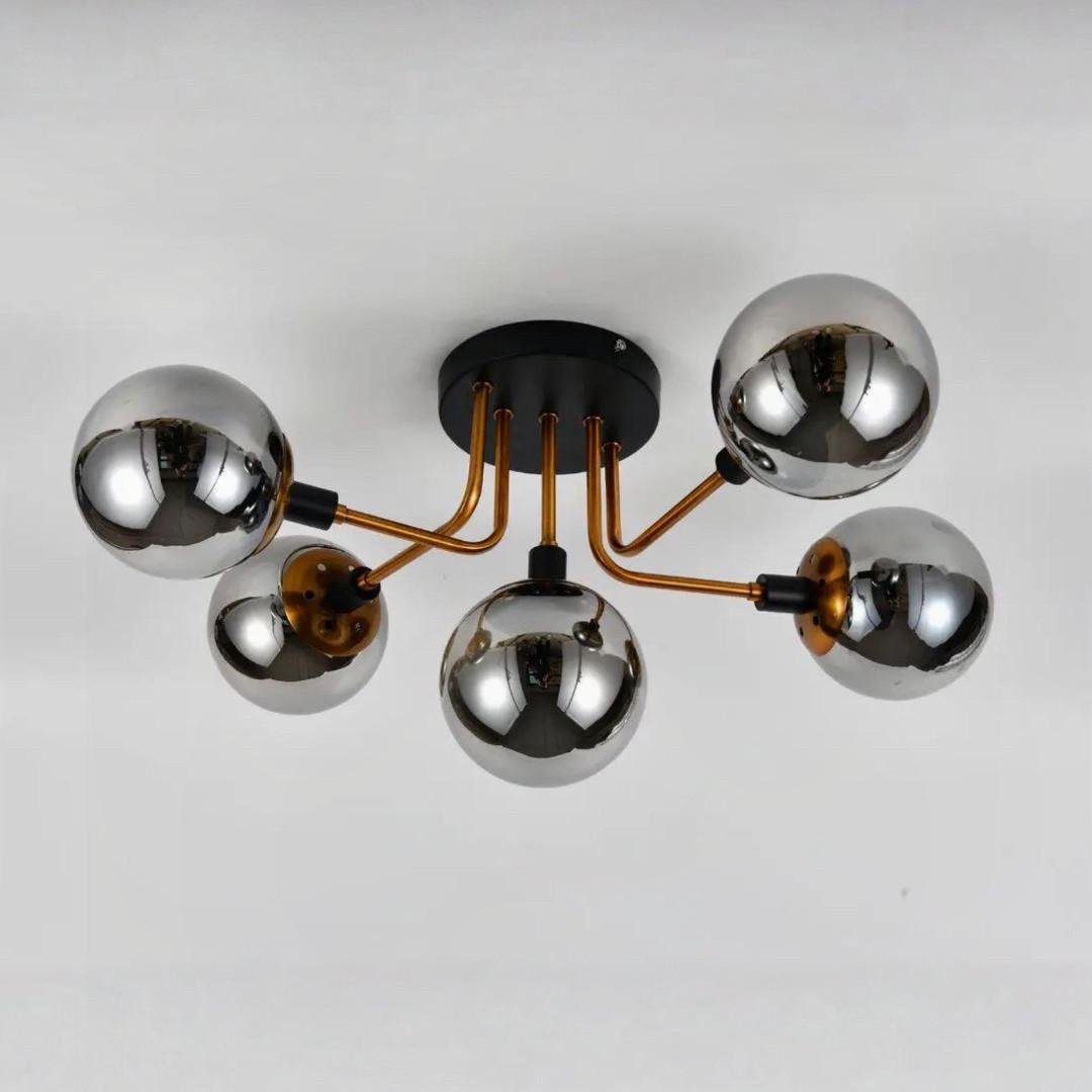 Люстра Sirius на пять затемненных плафонов под лампу Е27 Черный/Золотой (DX2101-5 BK+GD)