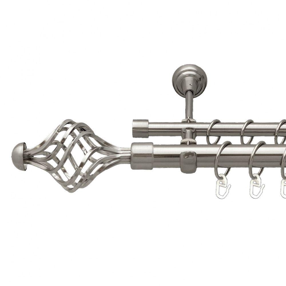 Карниз Orvit Арезо металевий дворядний відкритий гладка труба кільце металеве 25/16 мм 160 см Нержавіюча сталь (7075287)