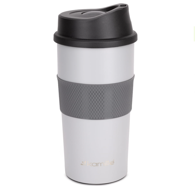 Термокружка Kamille с TPR-вставкой из нержавеющей стали 480 мл Серый (2151A)