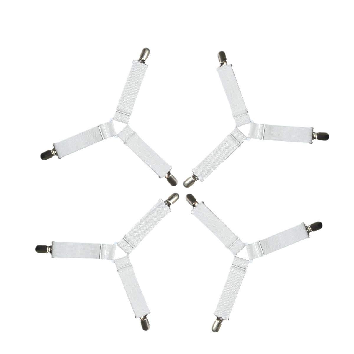 Фиксаторы для простыни регулируемые 4 шт. Белый (29343)