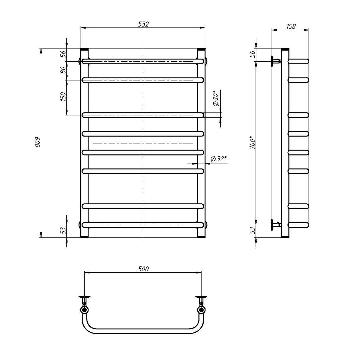 Рушникосушарка водяна NAVIN Симфонія 500х800 мм (S00-009020-5080) - фото 5 Рушникосушарка водяна NAVIN Симфонія 500х800 мм (S00-009020-5080) - фото 5