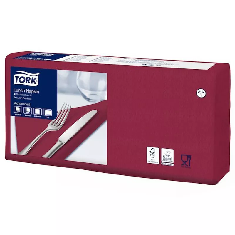 Салфетки бумажные бордо Tork 33x33 см (477213)