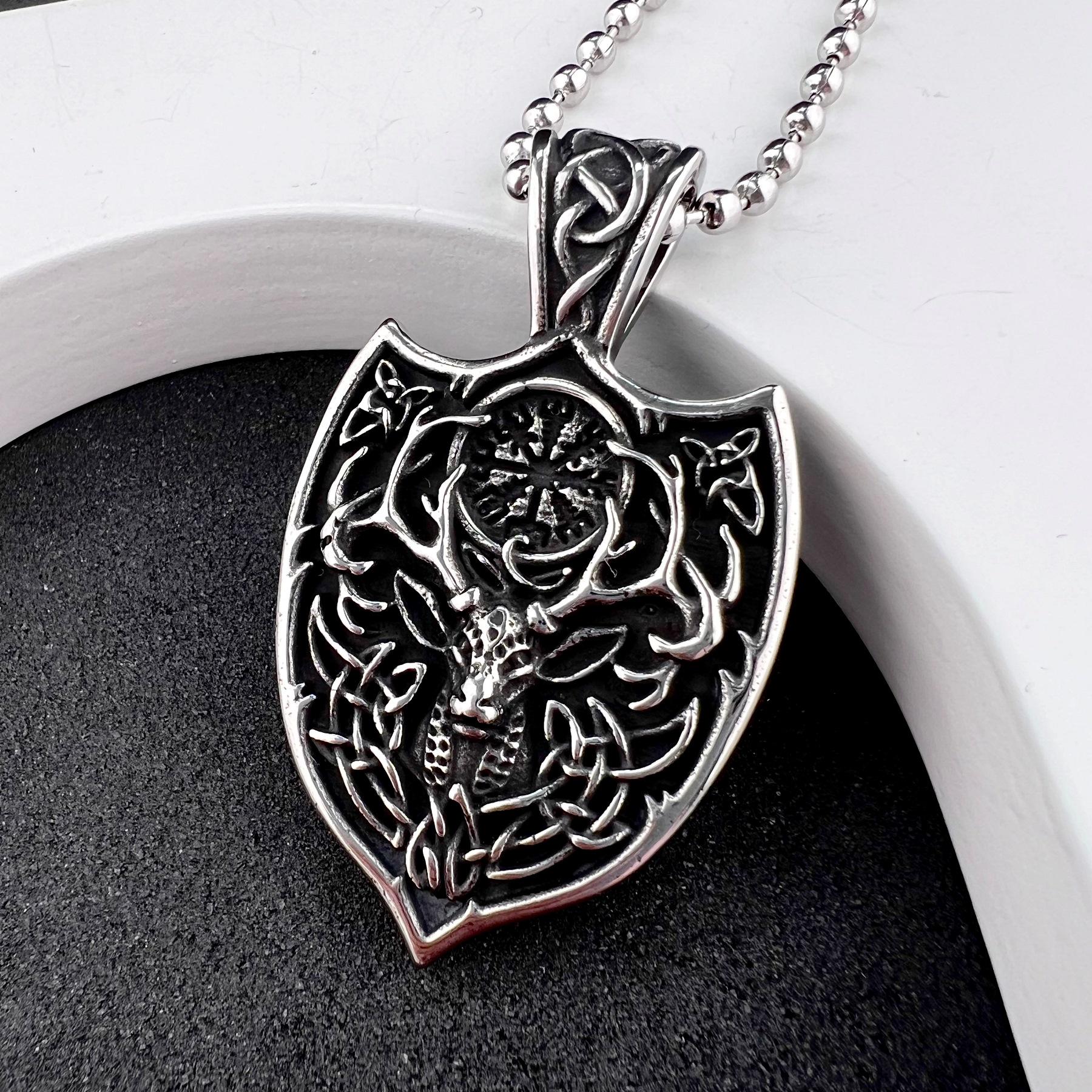 Кулон готический олень из нержавеющей медицинской стали (PS-117)