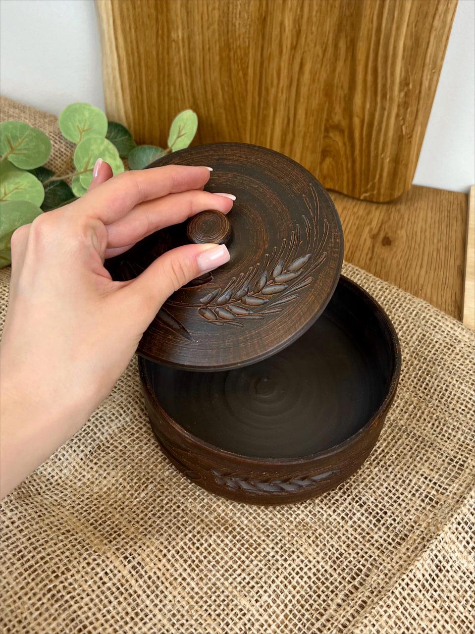 Банка для зберігання керамічна глиняна колосок 0,5 л (3002-12) - фото 2 Банка для зберігання керамічна глиняна колосок 0,5 л (3002-12) - фото 2