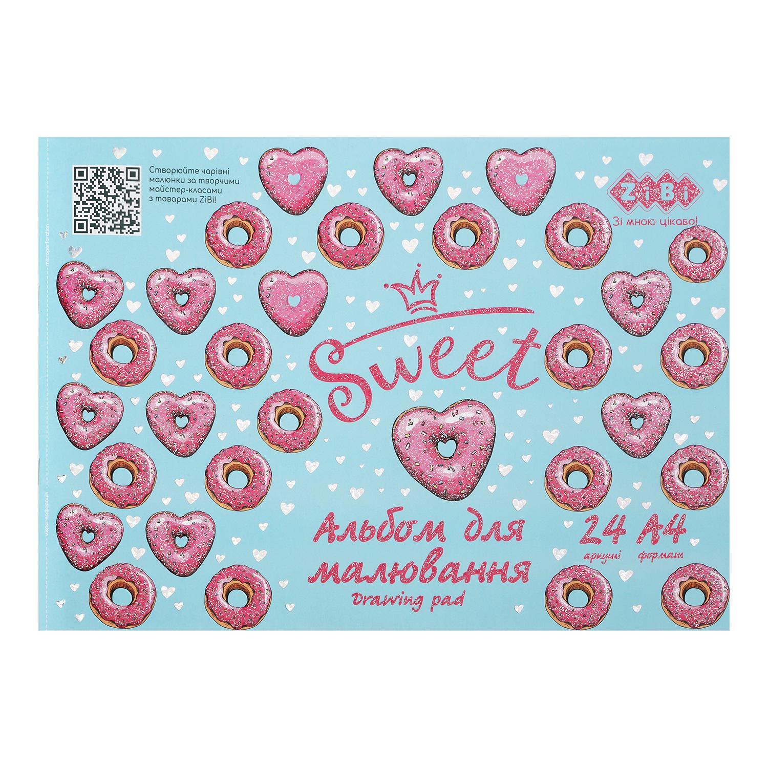 Альбом для малювання ZiBi Donuts KIDS Line А4 на скобі 120 г/м2 24 арк. (MTT-198040)