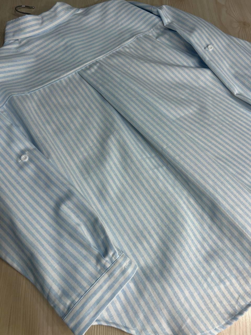 Сорочка жіноча A-N 25130-1 в смужку оверсайз бавовняна OS Блакитний (26852061) - фото 6 Сорочка жіноча A-N 25130-1 в смужку оверсайз бавовняна OS Блакитний (26852061) - фото 6