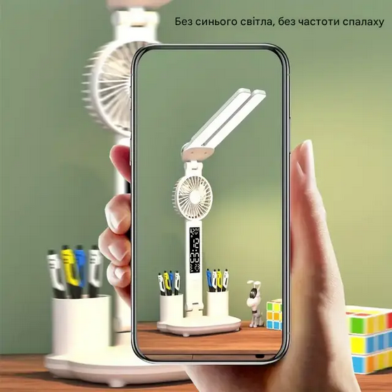 Лампа світлодіодна настільна з 2 плафонами та вентилятором Білий (DC-222) - фото 8 Лампа світлодіодна настільна з 2 плафонами та вентилятором Білий (DC-222) - фото 8