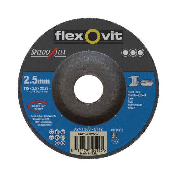 Круг Flexovit відрізний по металу A 24/30 RS-BF41 12250 об/хв Speedoflex 125х2,5х22,2 мм 66252950812 (13922)