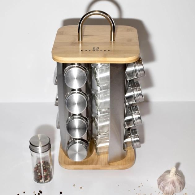 Набор для специй Edenberg из нержавеющей стали на подстаке 17 пр. Коричневый (EB-4030)