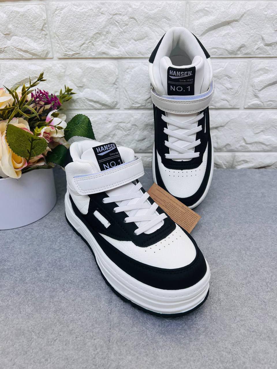 Кросівки-хайтопи для хлопчика Clibee 1846 р. 36 23 см Біло-Чорний (1846-2)