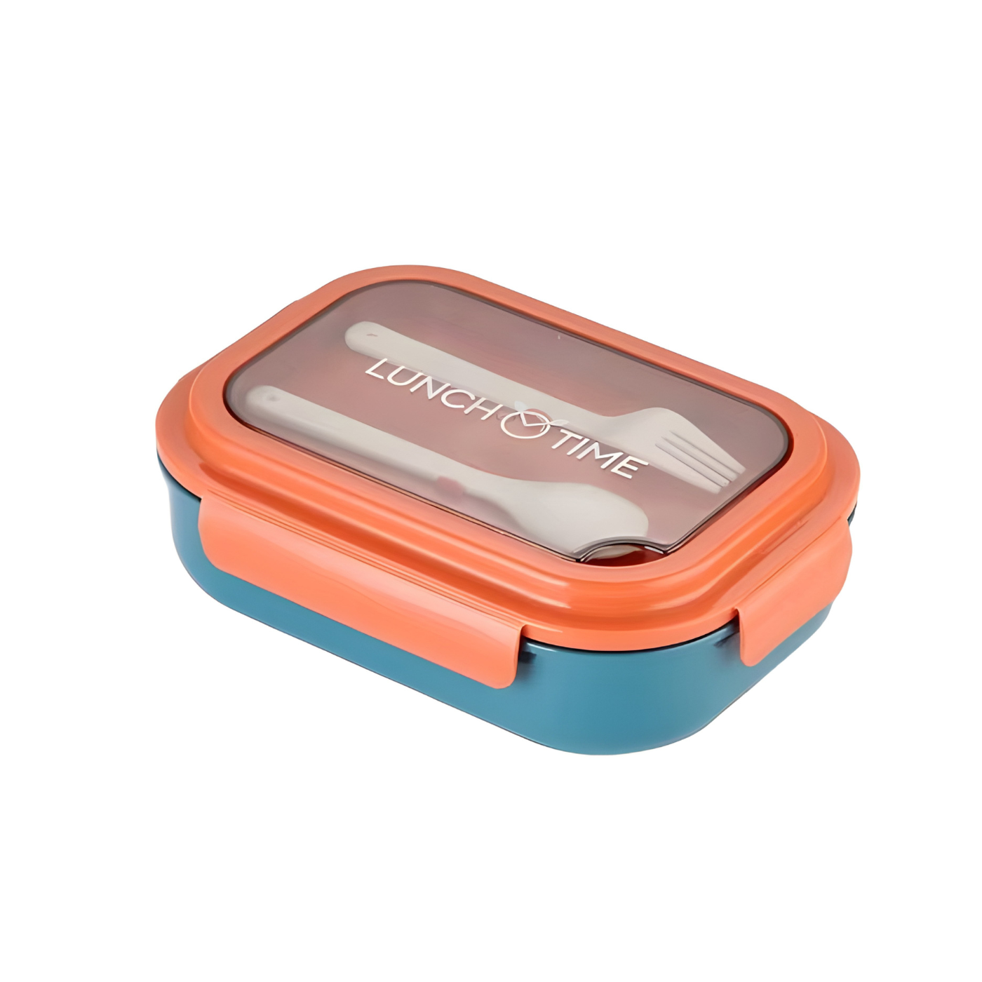 Ланч-бокс для горячей и холодной еды со столовыми приборами и отдельными отсеками для еды Оранжевый