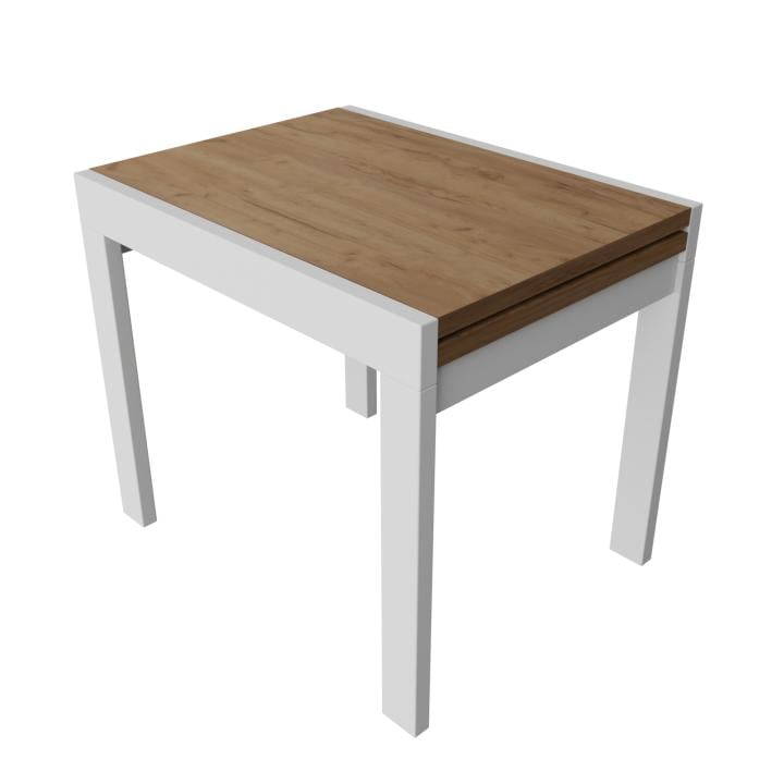 Стол обеденный Неман Корс раскладной дерево/ЛДСП 686х890/890х750 мм Дуб крафт золотой/Белый