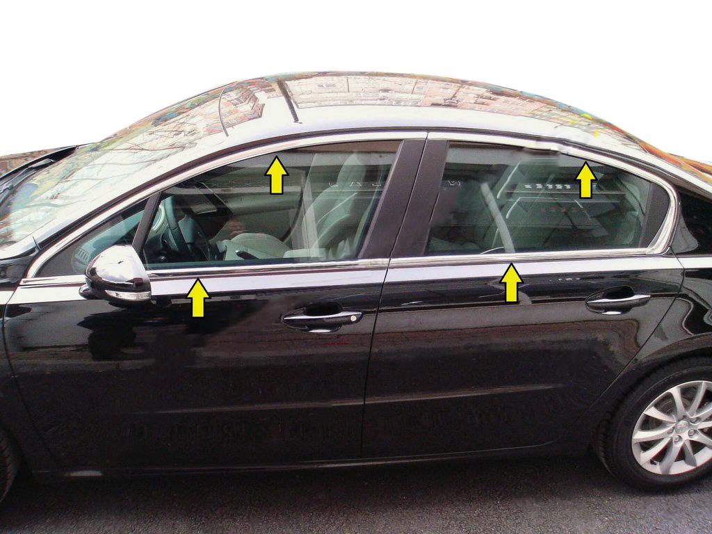 Полная окантовка стекол Omsa Line для Peugeot 508 2010-2018 гг. нержавеющая сталь Хром